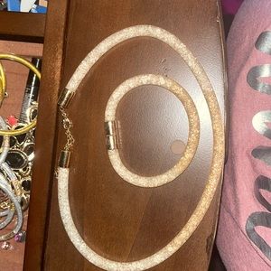 Matching Swarovski gold Stardust mash bracelet and necklace